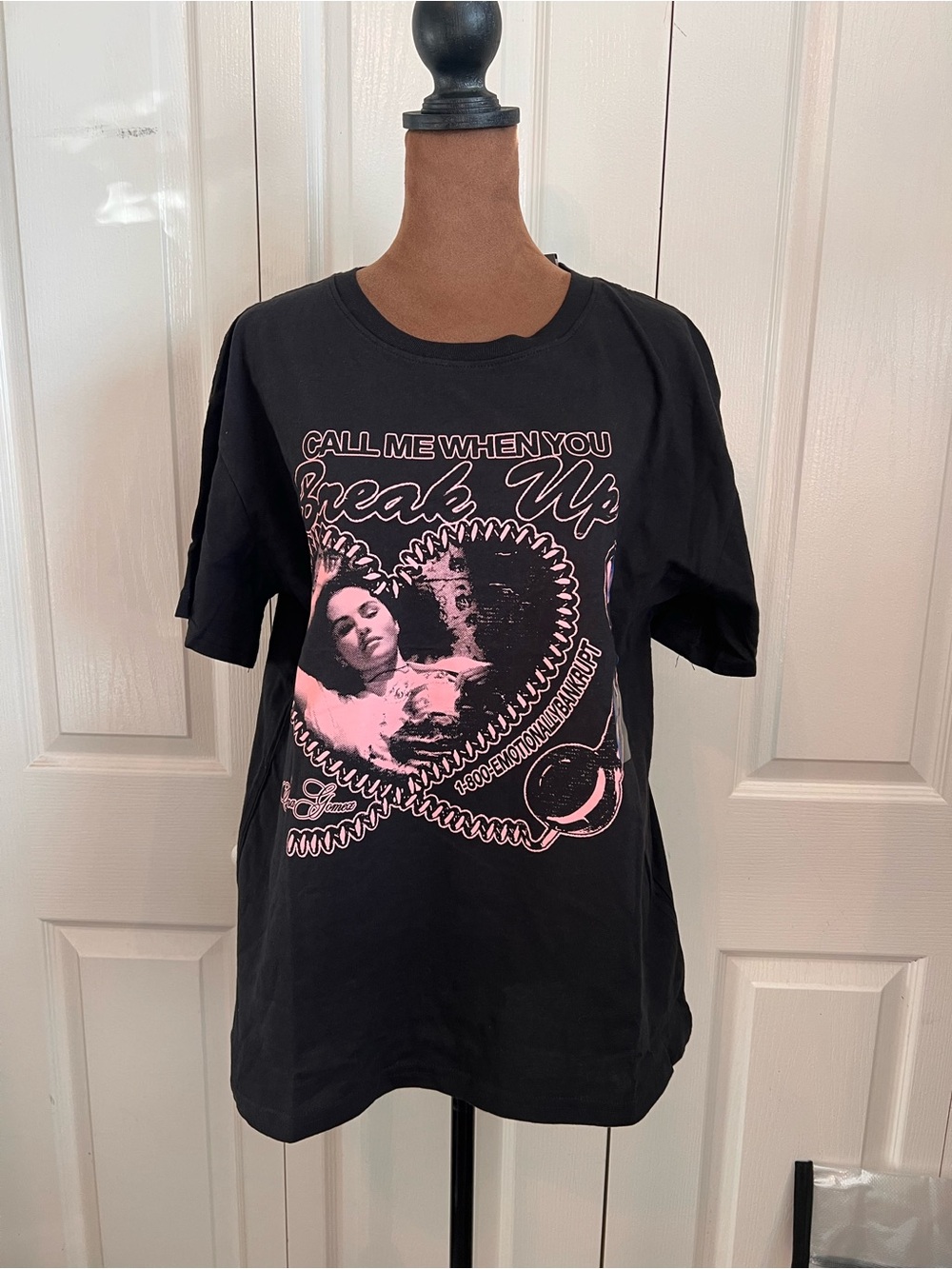 Selena Gomez Black Tee with Pink Graphic "Call Me When You Break Up"